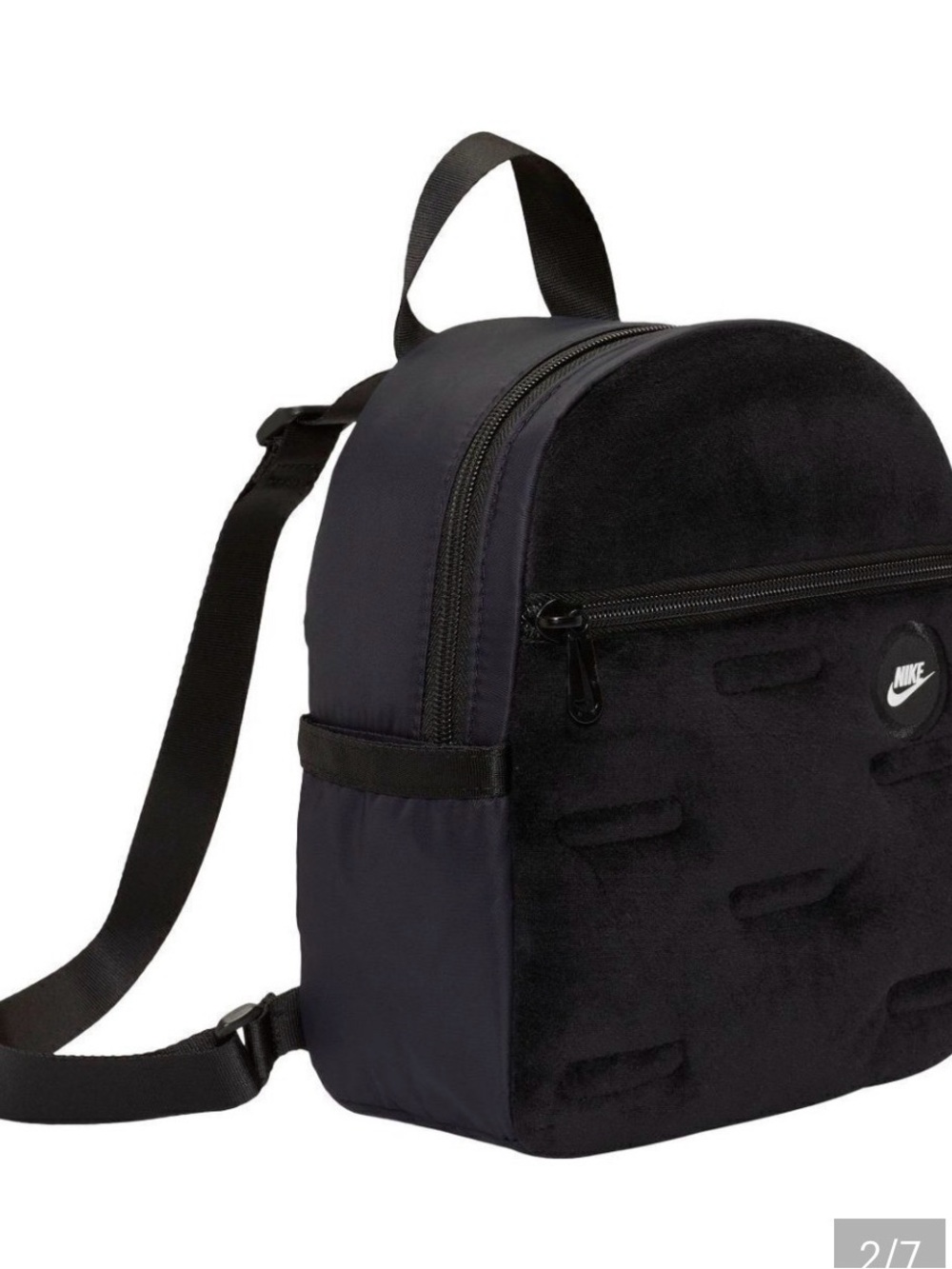 Nike Sportswear Futura 365 Velour Mini Backpack Black Sporty Casual - Picture 2 of 8